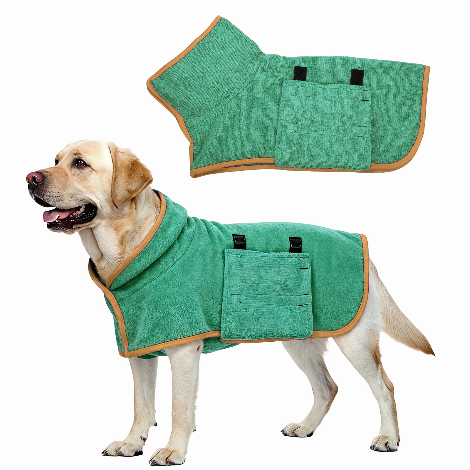 Uxcell Abrigo para Secar Perros, Batas para Perros Después del Baño, Bata Súper Absorbente, Suave y Ajustable, (XS, Verde Oscuro)