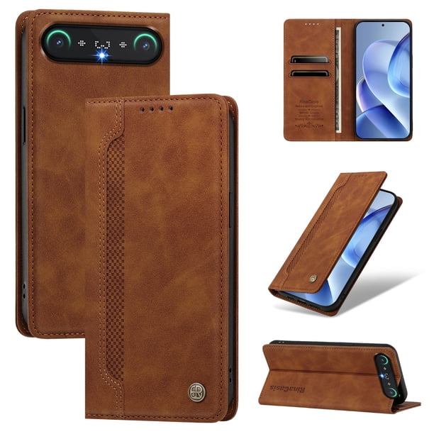 Funda Billetera para Tecno Camon Slim 4G Imán y Resistente Marrón