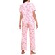 thumbnail image 3 of INSPIRE CHIC Pijama Mujer Manga Corta Ropa Dormir Camisones Botón Abajo Estampado Cuello Solapa Cintura Elástica Pantalones Anchos Rectos Conjunto Salón L Rosa Claro, 3 of 6