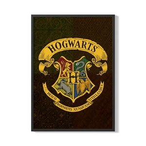 Creango - Cuadro Poster Enmarcado Escudo De Hogwarts Decorativo