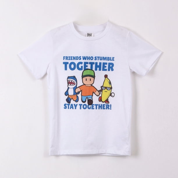 Polera Manga Corta Niño Stumble Guys Personajes Blanco