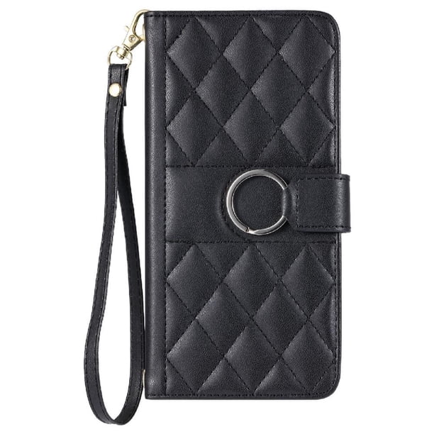 Funda Acolchada con Anilla y Correa para Samsung Galaxy S23 FE Slots para Tarjetas Negro