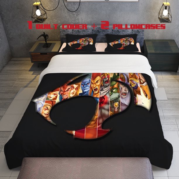 A 3pcs Bedding Set Featuring a Mask Warrior Theme Including a Duvet Cover And Pillowcases