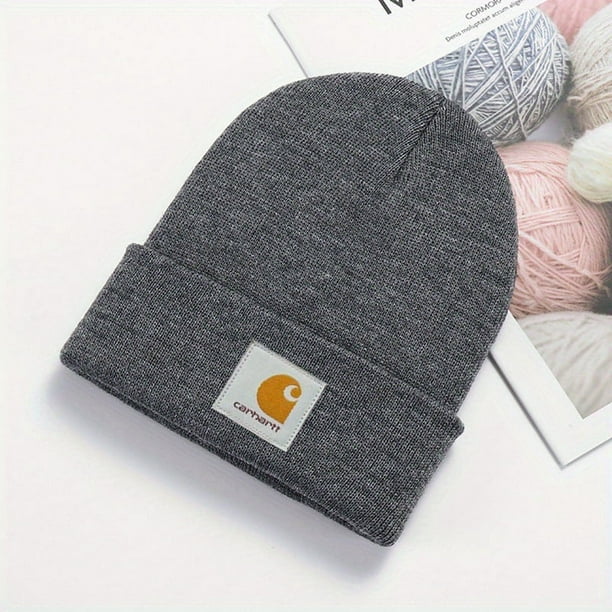 Warm and Cozy Unisex Knit Beanie with Solid Color and Skull Design - Perfect for Skiing, Autumn, and Winter
