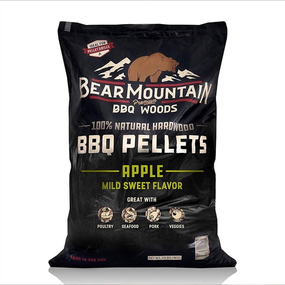 Pellets de madera Bear Mountain sabor manzana 9 kg para BBQ