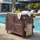 thumbnail image 2 of K&K 42.1" Outdoor Kitchen Island with Side Shelf, Outdoor Grill Cart with Storage Cabinet, Outdoor Kitchen Cabinet with Stainless Steel Top, Adjustable Shelf and 4 Wheels for Pizza Prep, Dark Brown, 2 of 3