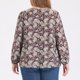 thumbnail image 4 of GRACIA Y GRANDEZA Mujeres Tallas Grandes Tops de Vacaciones Estampado Floral con Pliegues en el Frente Cuello Redondo Mangas de Linterna Blusas Modernas 4X Burdeos Profundo, 4 of 7