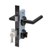 Stark Design - Cerradura De Embutir Puertas De Oficinas, Cocina - Patio. Cilindro Ambos Lados. Manillas Ambos Lados, Modelo: Tutu. (Negro Mate). Sku: Sde200-Bl.Kit.Tutu