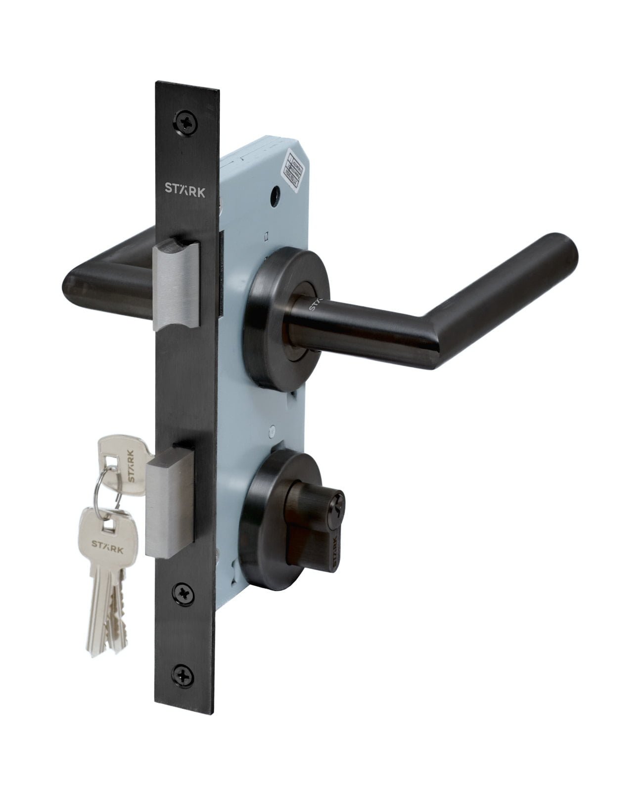 Stark Design - Cerradura De Embutir Puertas De Oficinas, Cocina - Patio. Cilindro Ambos Lados. Manillas Ambos Lados, Modelo: Tutu. (Negro Mate). Sku: Sde200-Bl.Kit.Tutu