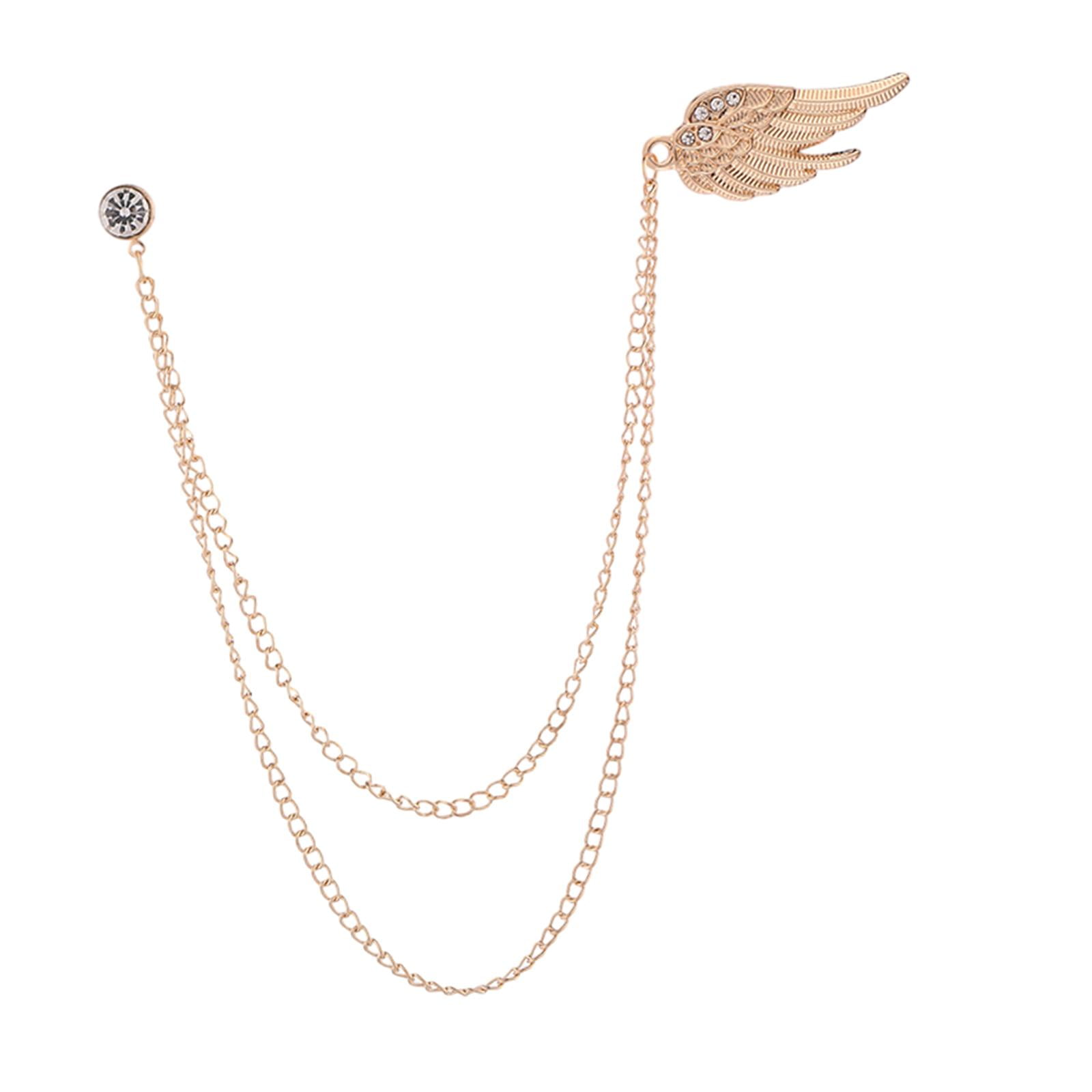 Ioensy - Broche De Ala De Ángel Para Hombre, Broche De Cadena Con Borla, Broche De Moda Para Hombre, Pin De Solapa