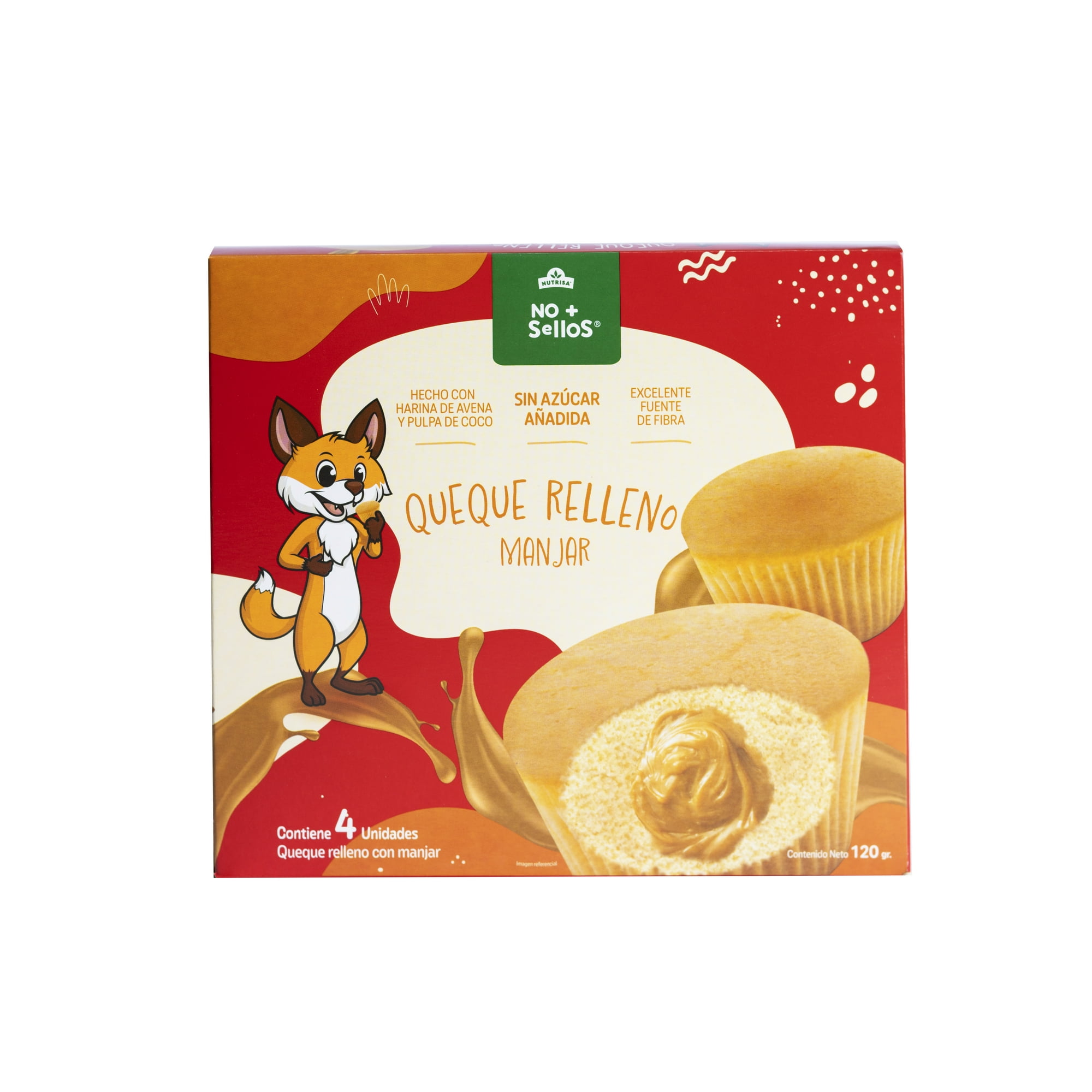 Queque Relleno Manjar 120 g No + Sellos