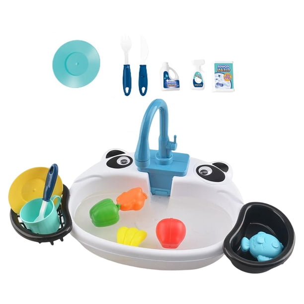 de simulación de juguetes de fregadero, con agua corriente, fregadero simulado, de lavavajillas de plástico para niños y niñas, niños