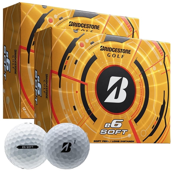 Pelotas de golf Bridgestone Golf e6 Soft blancas, doble docena