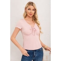 Likeshop - Polera Mujer Manga Corta Acanalada Tiritas 3394