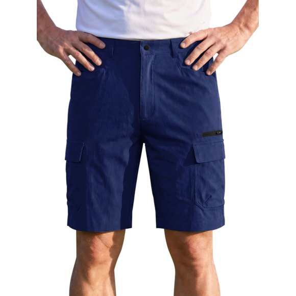 INSPIRE CHIC Pantalones Cortos de Carga de Verano para Hombre con Bolsillos para Senderismo al Aire Libre y Golf para un Estilo de Vida Activo L Azul Marino