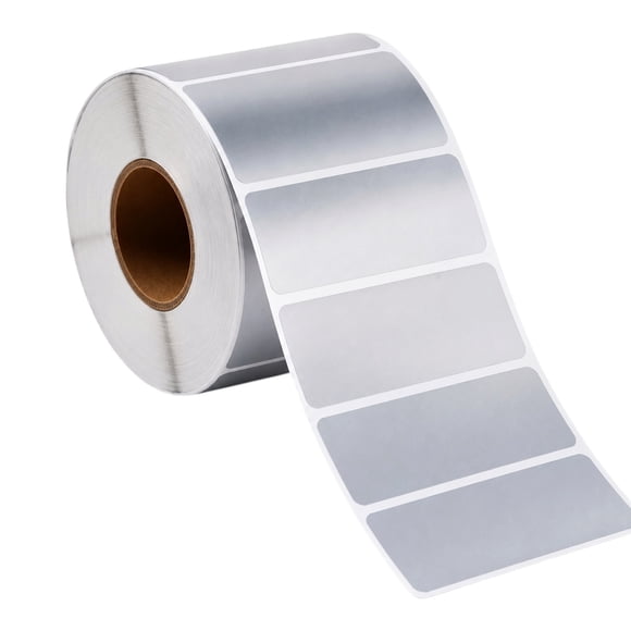 1000 Etiquetas Activo Fijo 80x40mm Plateadas