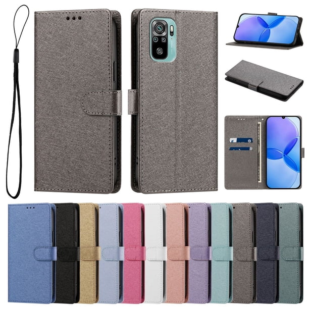 Cartera Funda para Xiaomi Redmi Note 10S 4G Carga Inalámbrica, Gris