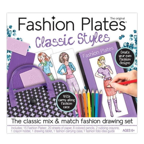 Kit de dibujo Kahootz Fashion Plates, estilos clásicos, más de 6 años