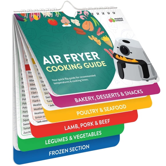 Hoja de trucos con imanes para freidoras Air Fryer, folleto guía de cocina