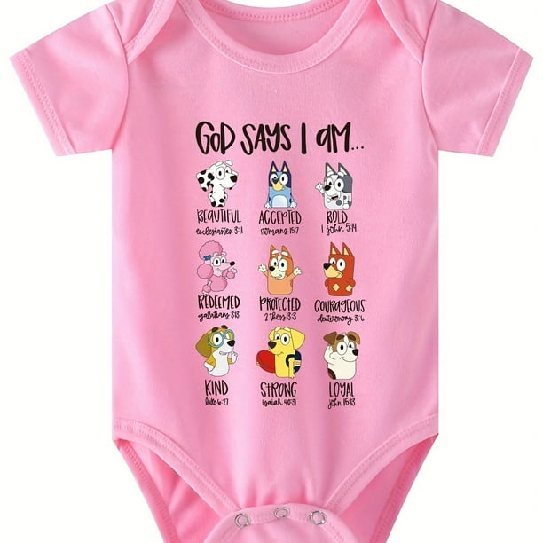 Infant Baby Girls Cute Animal Graphic Print Romper, Newborn Short Sleeve Round Neck Onesie Clothes