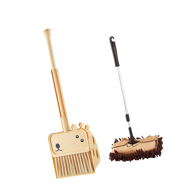 3x Mini Escoba Con Recogedor Mop Niños Limpieza Herramientas De Limpieza Para Niños Marrón