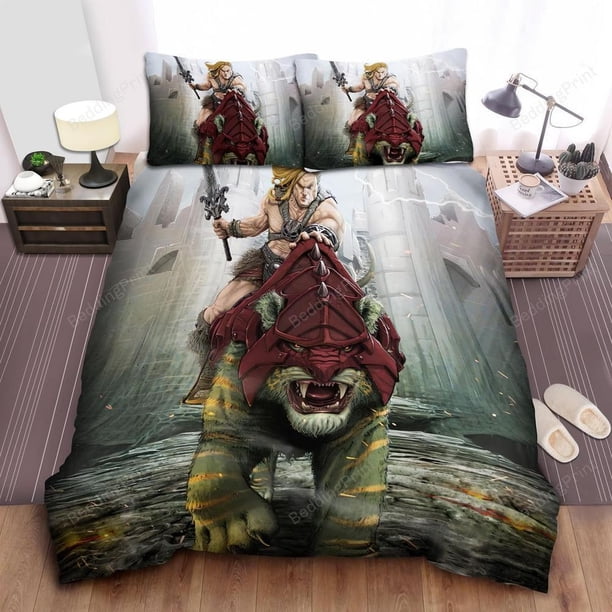 He-man Masters Of The Universe Revelation Battle Cat Quilt Duvet Cover Set3-Piece Bedding Set