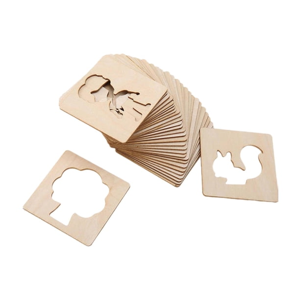 48 Piezas Plantillas Dibujo Infantil Kit Plantillas Dibujar Infantiles Plantillas Pintura Niños Plantillas Madera Uso Múltiple para Regalos Decoración 50 piezas