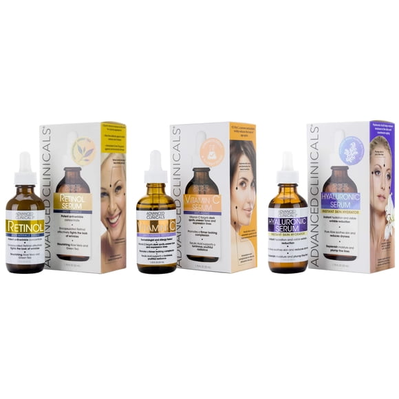 Set de cuidado de la piel Advanced Clinicals con retinol, ácido hialurónico y vitamina C