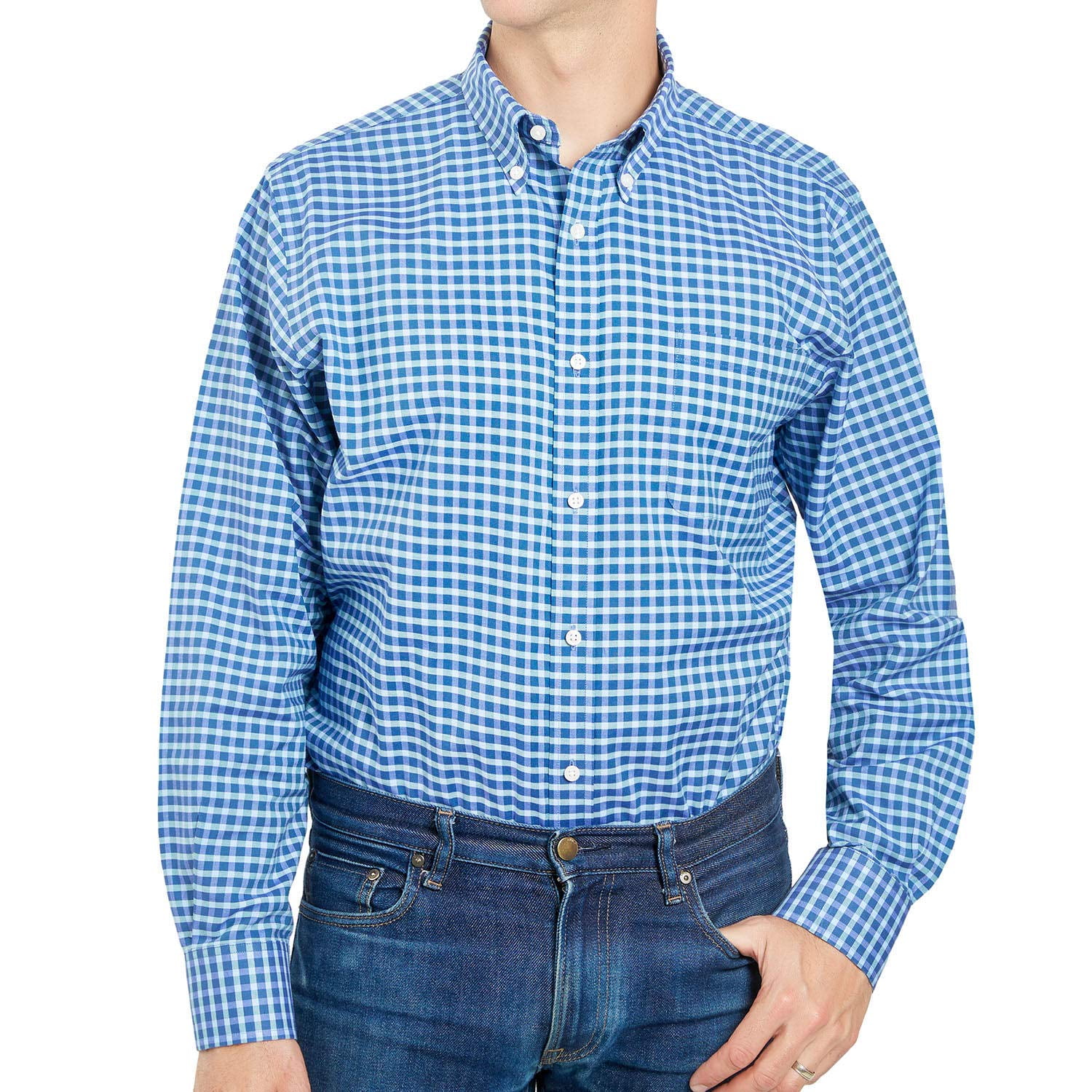 Member´s Mark - Camisa Oxford Clásica De Manga Larga Con Stretch Verde Talle M Member's Mark