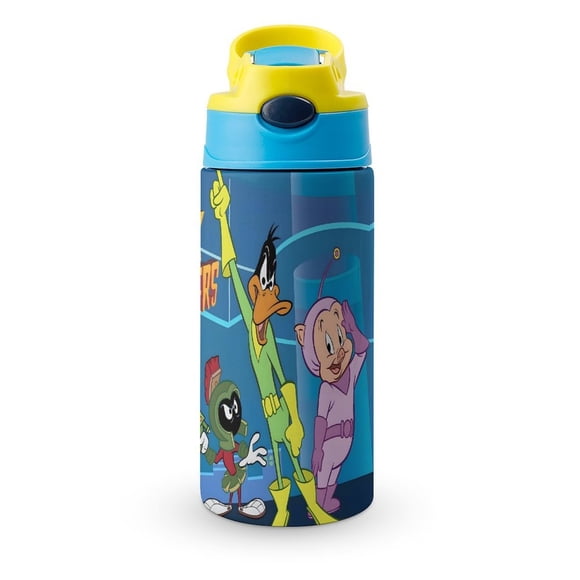Duck Dodgers Botella de Agua con Tapa Pop Top de Un Toque, Acero Inoxidable, a Prueba de Fugas, para Deportes, Botella Infantil azul 12 oz