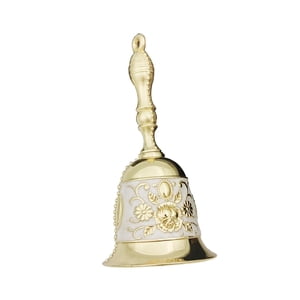 Magideal - Campana De Servicio De Restaurante Navideño, Campana De Mesa De Comedor, Campana De Timbre De Señal Portátil, Campana De Mano Decorativa, Decoración Blanco Dorado