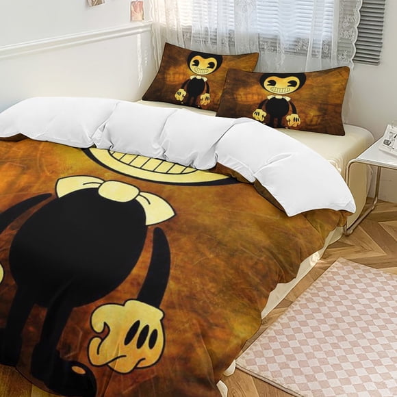 Bendy And The Ink Machine 3-Piece Bedding Set Soft Warm And Comfortable Soft Bed Set for Bedroom