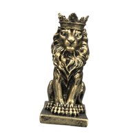 Magideal - Estatua De León Con Corona, Decoración De Mesa, Escultura Decorativa De Resina Fengshui De 5,7 Pulgadas De Alto Para Cafetería, Decoración De Bar Vers Color Bronce