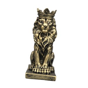 Magideal - Estatua De León Con Corona, Decoración De Mesa, Escultura Decorativa De Resina Fengshui De 5,7 Pulgadas De Alto Para Cafetería, Decoración De Bar Vers Color Bronce