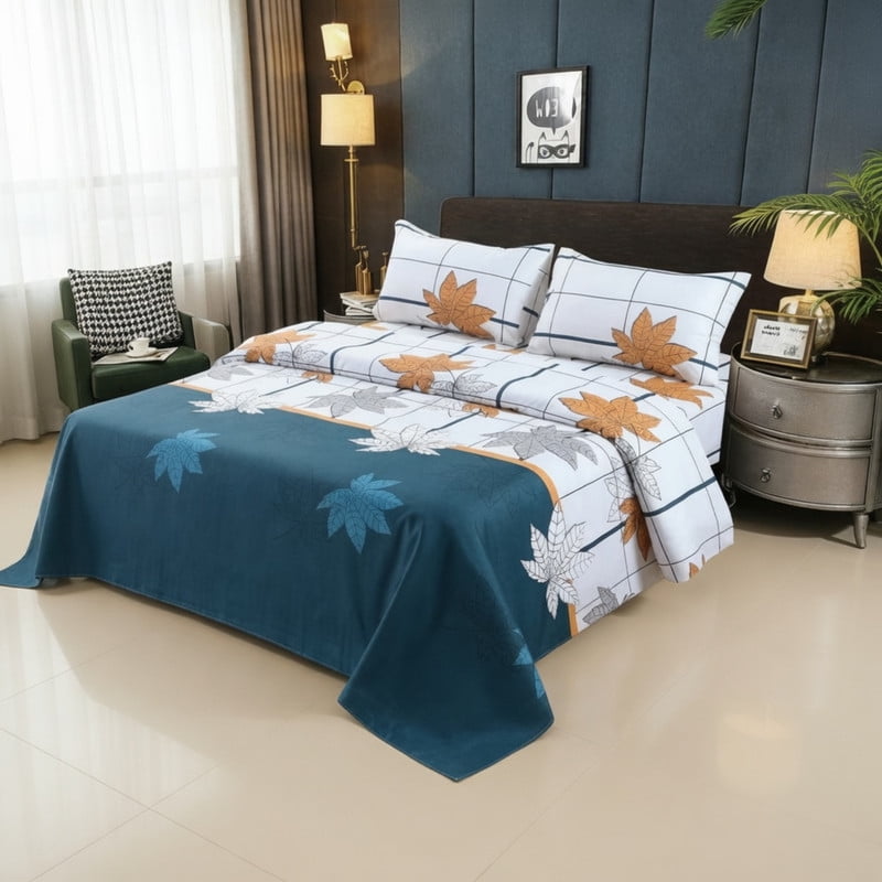 Genérico - Juego De Sabanas 100% Algodón King + 1 Funda Para Almohada 50x70cm