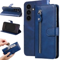 Gangxun - Funda Con Cremallera Para Samsung Galaxy S25 Fe, Carcasa Cartera De Cuero Pu Con Soporte Y Tarjetero