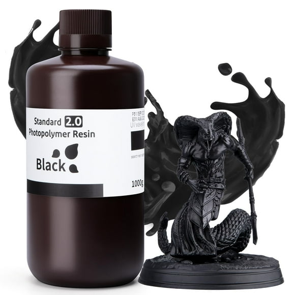 Resina ELEGOO Upgrade Standard 2.0, negra, 405 nm, 1 kg, para impresión 3D
