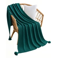 Genérico - Manta De Sofá Con Flecos De Soga Color Turquesa