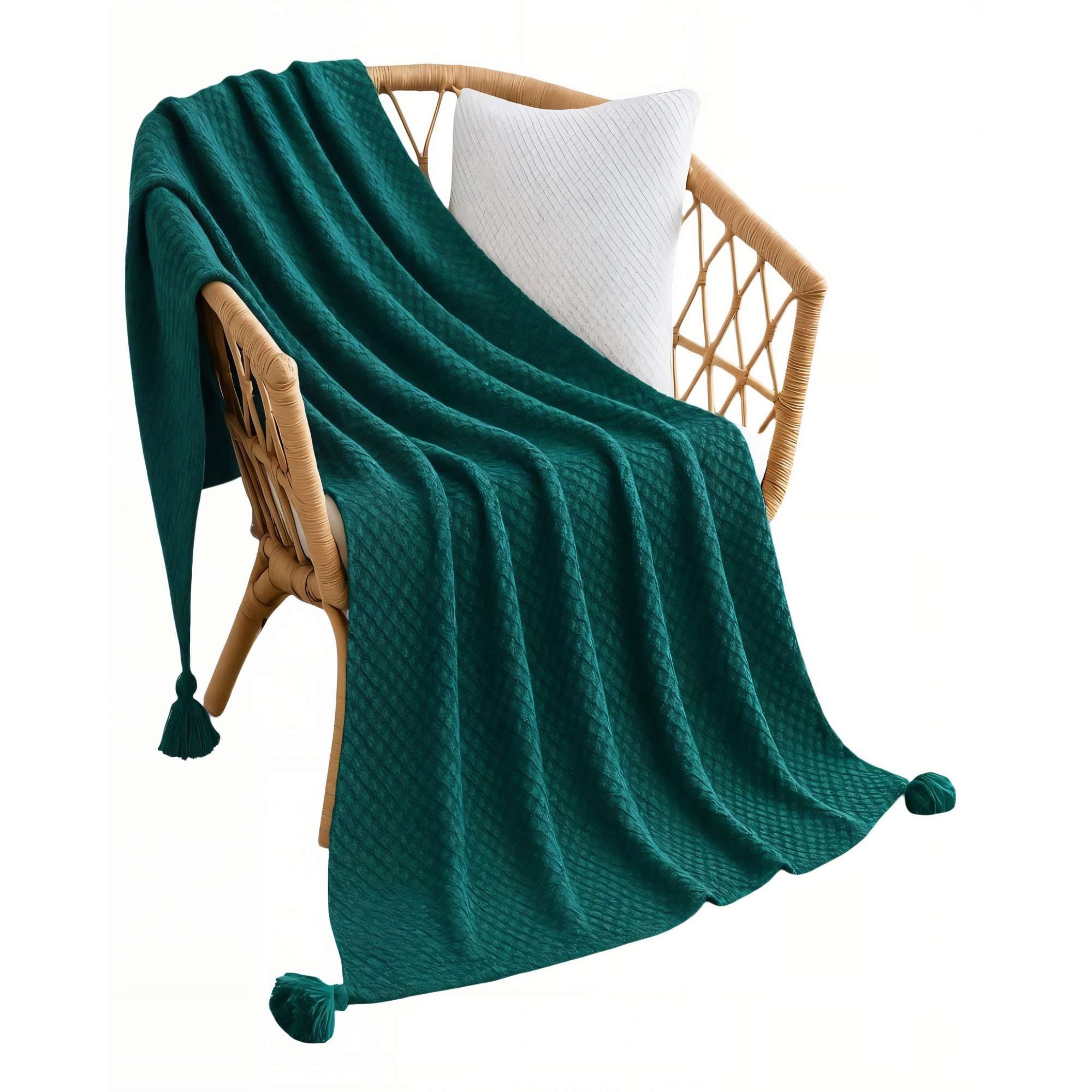 Genérico - Manta Decorativa De Sofá Con Flecos De Soga 130cmx180cm Color Turquesa