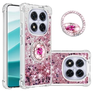 Foxdock Funda Glitter Líquida Para Xiaomi Redmi Note 14 Pro Plus 5G Con Anillo Brillante, Tpu Antichoques Y Esquinas Reforzadas, Soporte