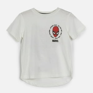 Polera Manga Corta Niño Spiderman Blanco Marvel