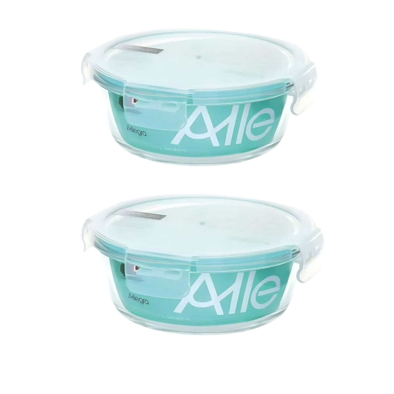 Pack 2 Contenedores Hermetico Vidrio Redondo 370ml Allegra