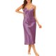 thumbnail image 2 of INSPIRE CHIC Camisón largo de satén para mujer, suave, con escote en V y tirantes finos, vestido de dormir con silueta fluida para primavera y verano, color púrpura uva mediano, 2 of 6