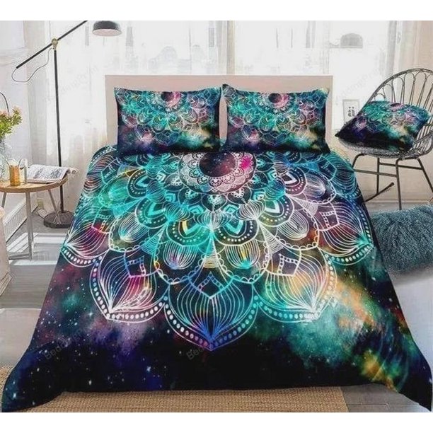 Floral Galaxy Mandala Quilt Duvet Cover Set Bedspread Home Textiles Doona Cover3-Piece Bedding Set