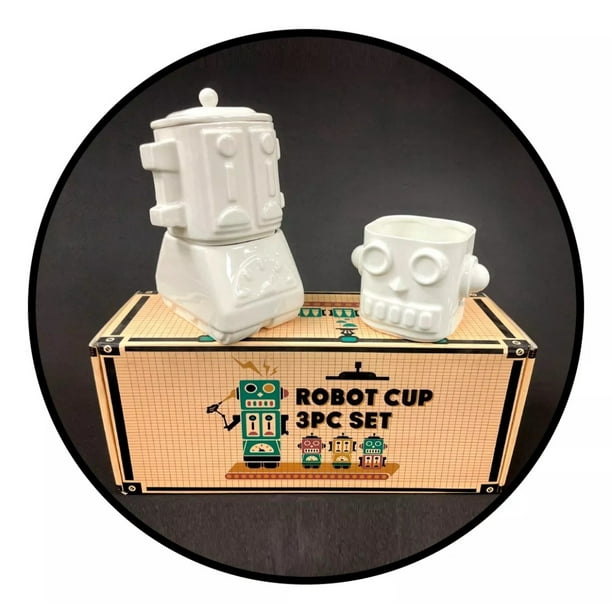 Set 3 Tazones Robot Cerámica