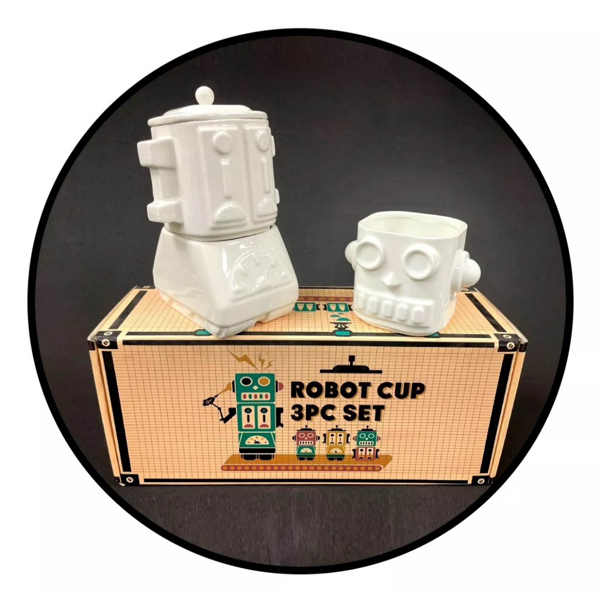 Mundo Eve - Set 3 Tazones Robot Cerámica