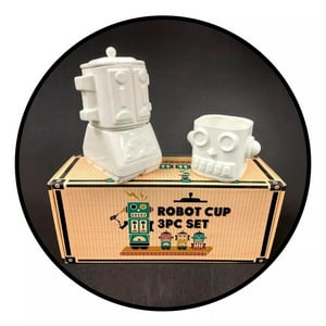 Mundo Eve - Set 3 Tazones Robot Cerámica