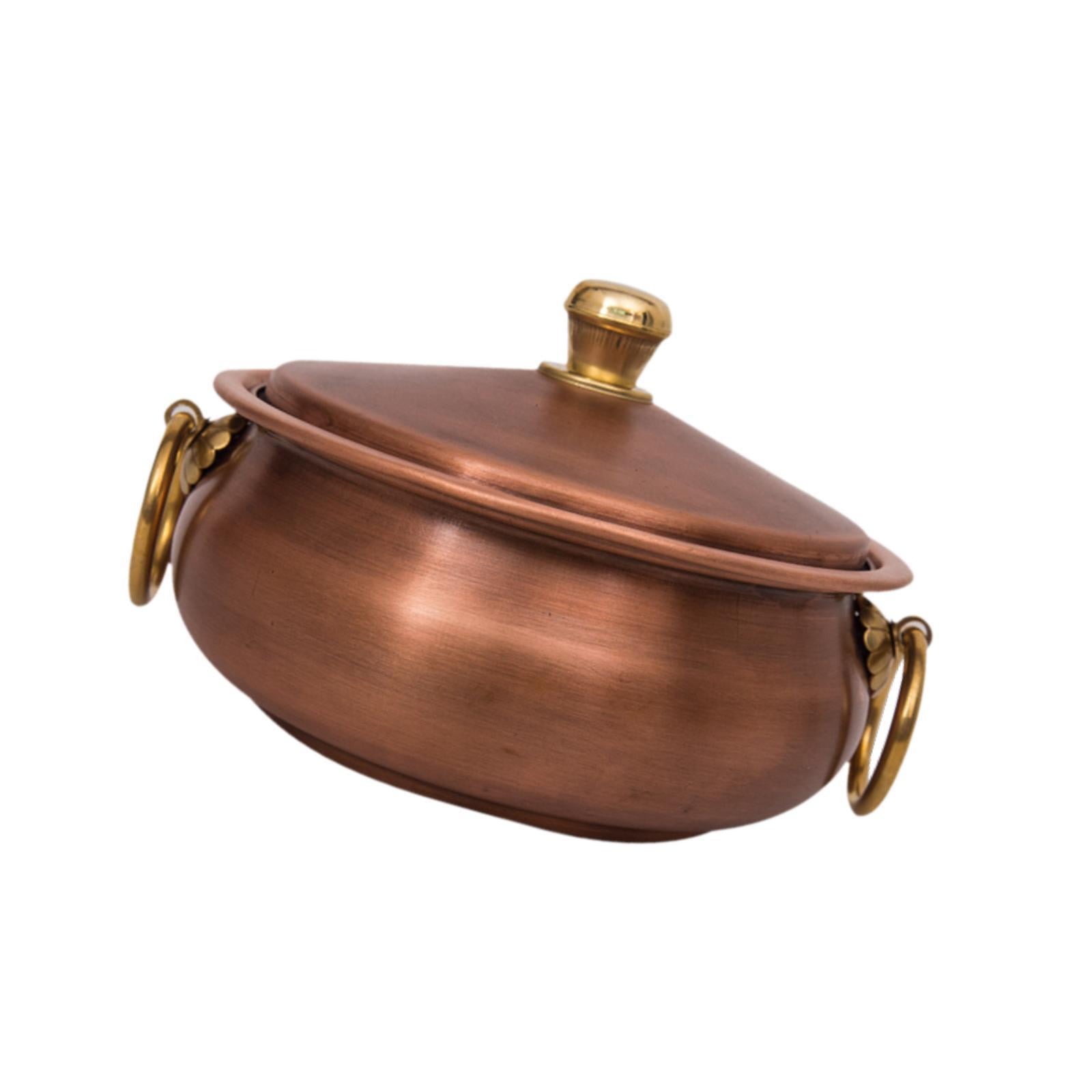 Magideal - Olla De Cobre Puro Para Estofado, Artesanía Sólida Fácil De Limpiar Con Tapa, Cacerola Multiescenario, Utensilios De Cocina Para Restaurante Familiar L