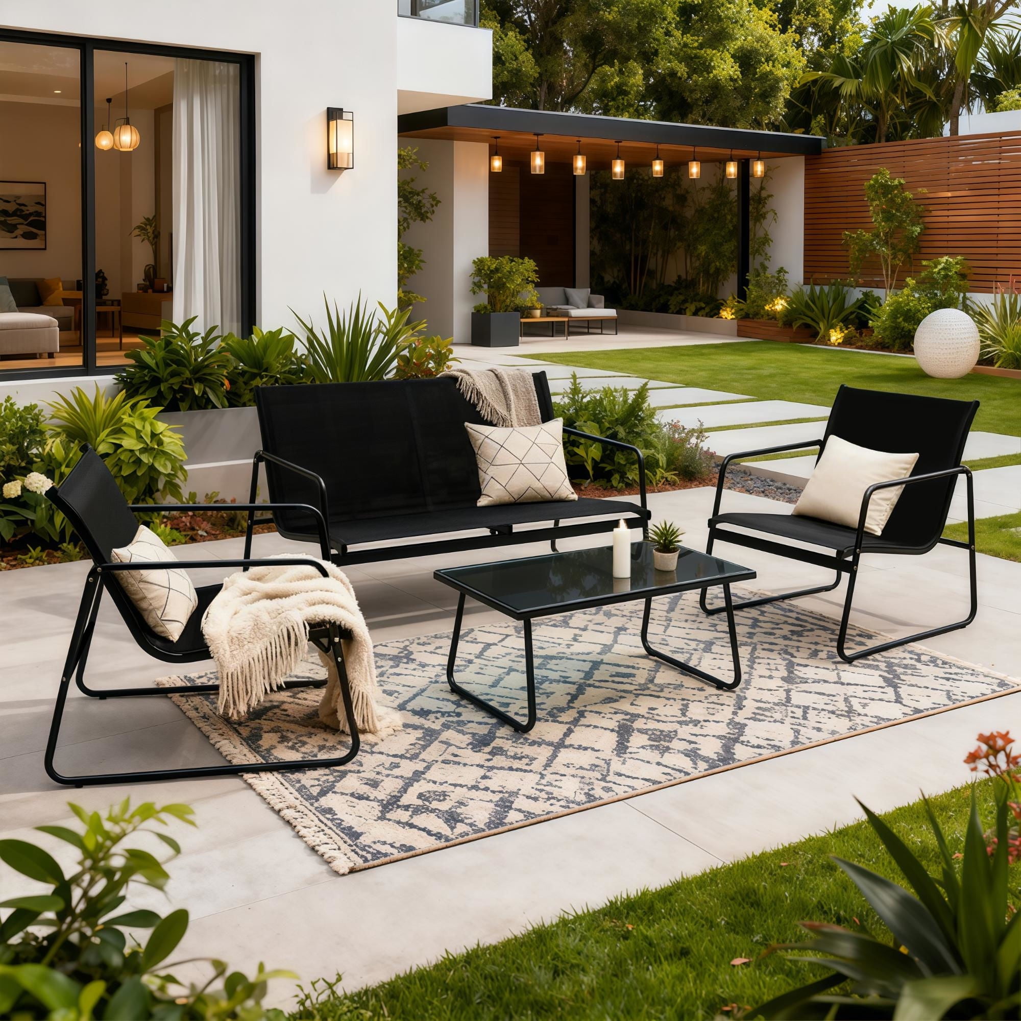 Mainstays - Juego Terraza 4 Piezas Negro