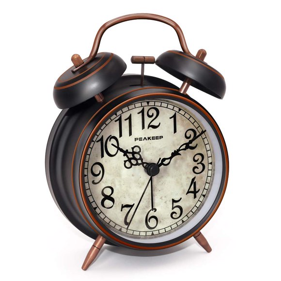 Despertador Peakeep Retro Twin Bell de 10 cm, funciona con pilas
